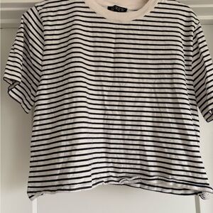 J. Crew Navy and White Striped Short Sleeve Tee